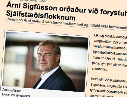 Árni Sigfússon varaformaður Sjálfstæðisflokksins?