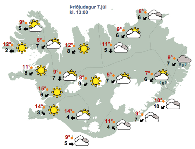 Rjómablíða í dag en svo fer kólnandi