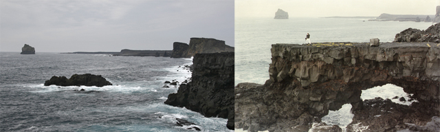 Sláandi myndir af landbroti á Reykjanesi