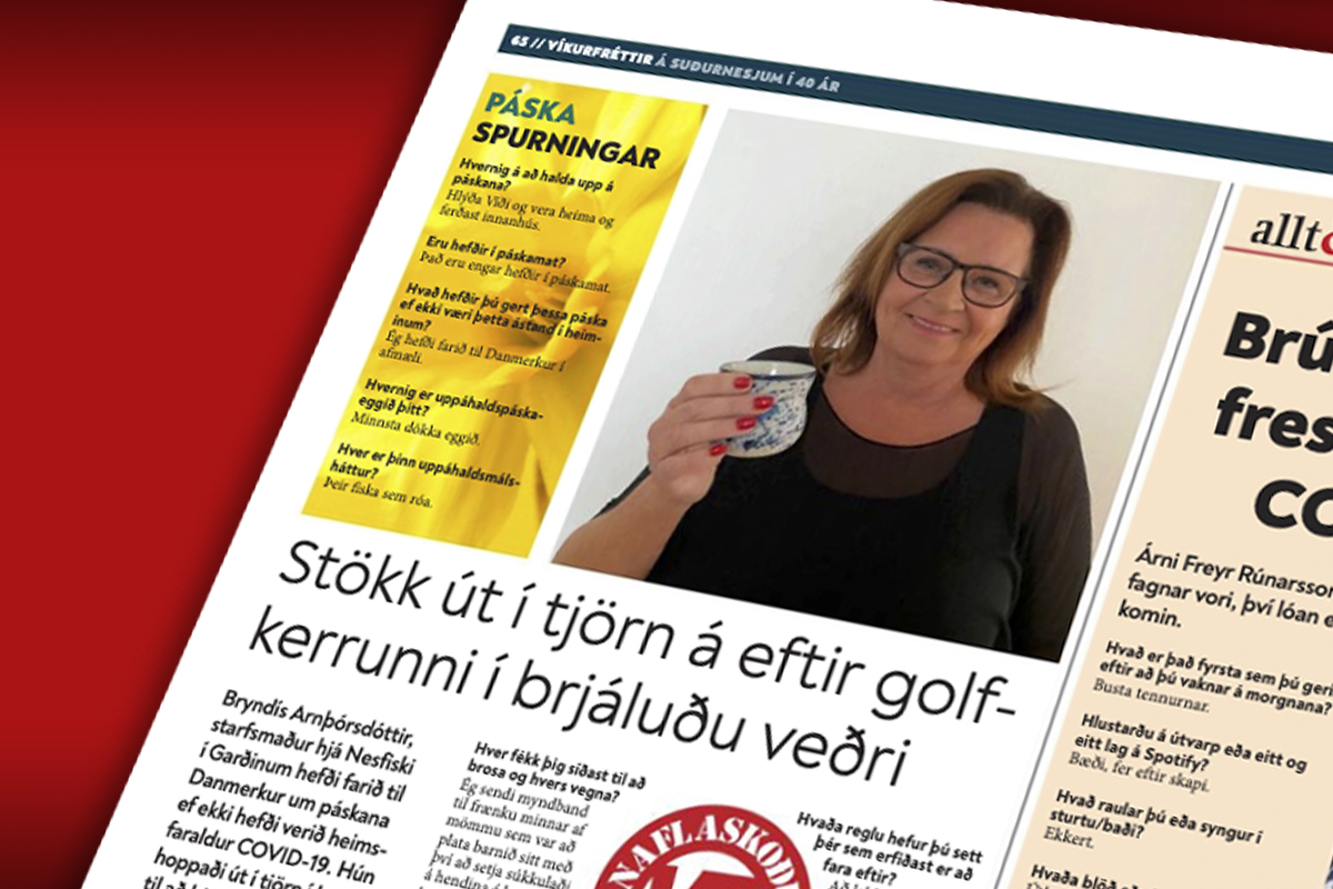 Stökk út í tjörn á eftir golfkerrunni í brjáluðu veðri