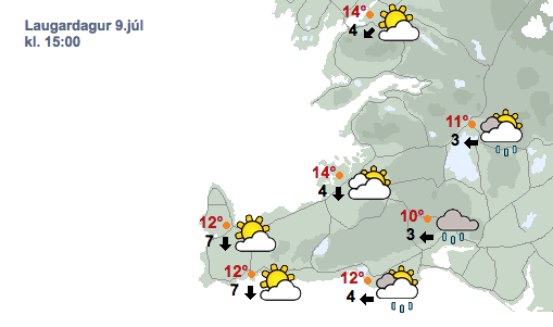 Veðrið: Þurrt fram á sunnudag