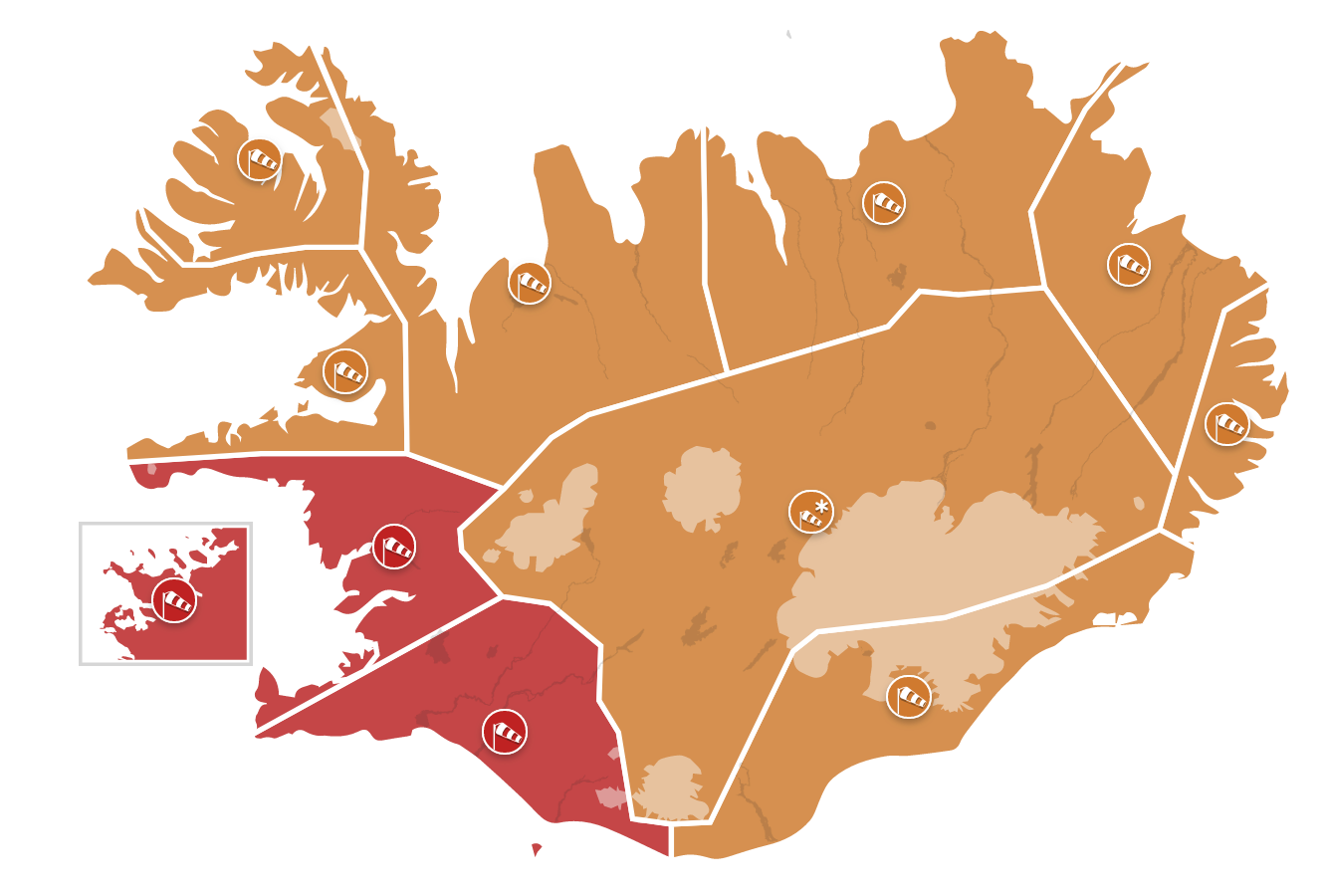 Rauð veðurviðvörun í gildi í kvöld