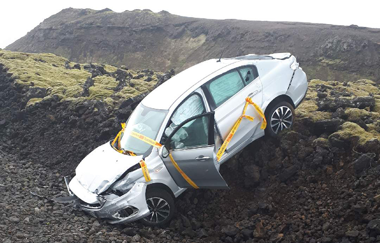 Bílvelta á Suðurstrandarvegi