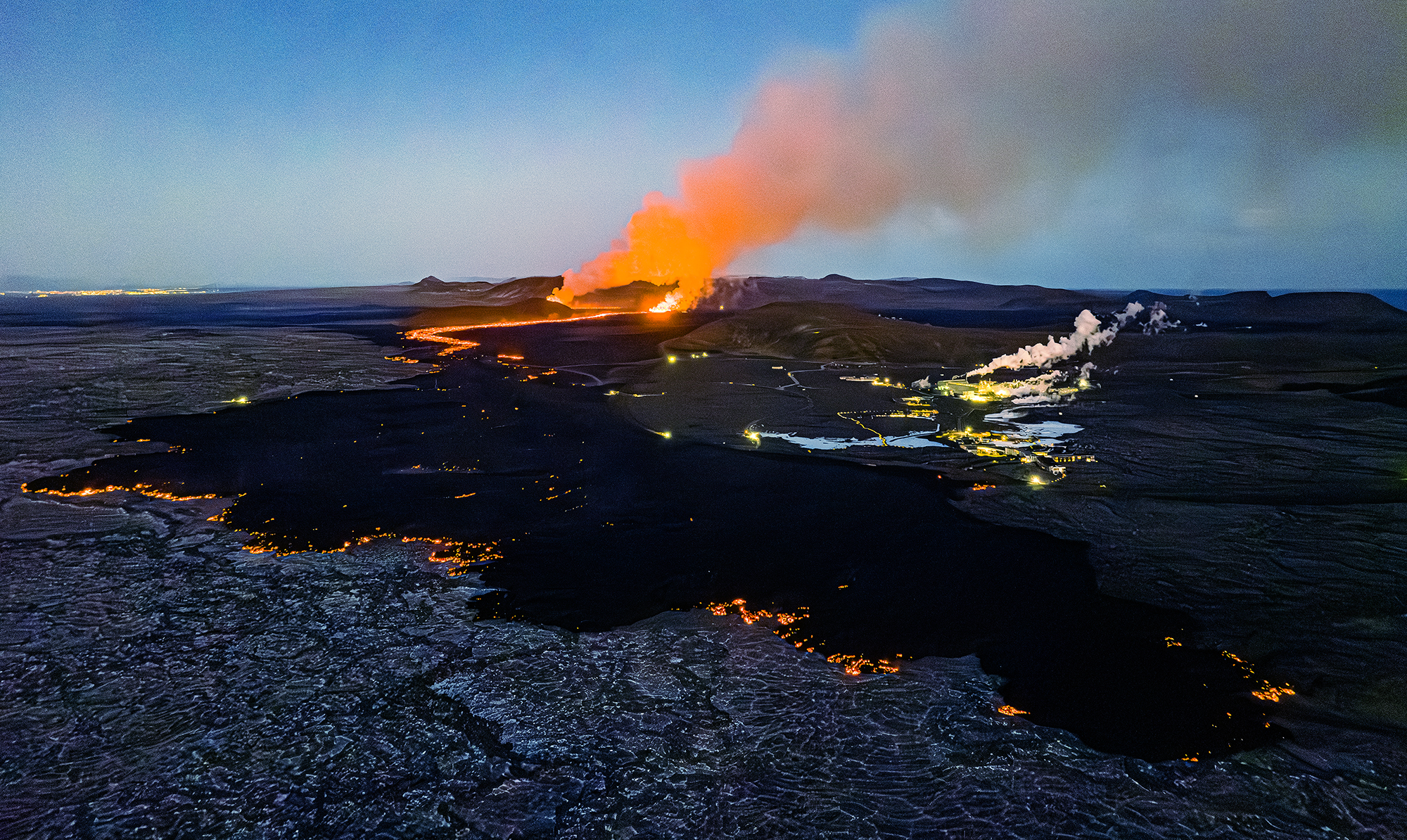 Svona var staðan í Svartsengi undir kvöld