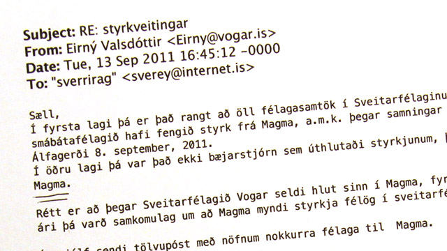 Óvelvild bæjarstjóra Voga