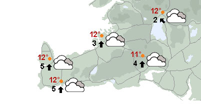 Skýjað í dag og sunnan 5-10 m/sek