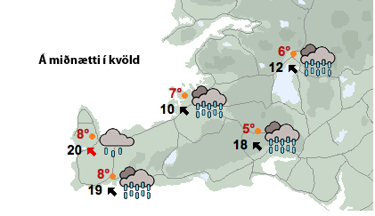 Búist við vonskuveðri  í kvöld
