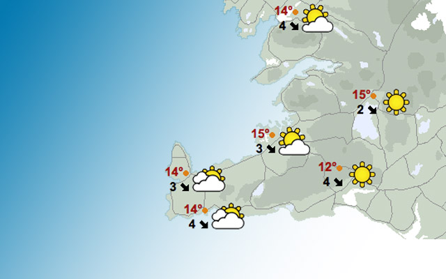 Skýjað að mestu og sums staðar smásúld