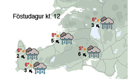 Austanátt og hiti allt að 9 stigum