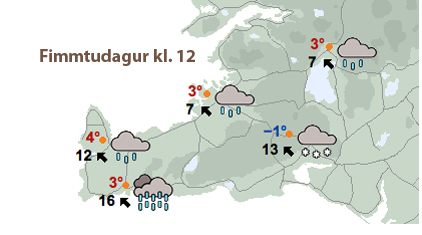 Rok og rigning á morgun