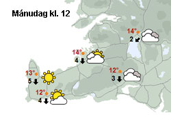 Allt að 15 stiga hiti