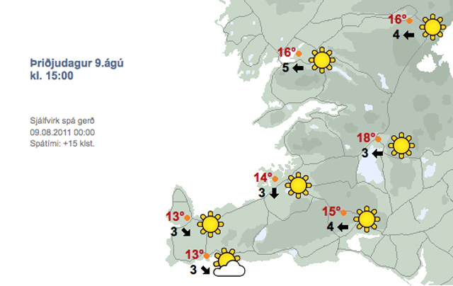 Léttskýjað í dag - þungbúnara síðdegis á morgun