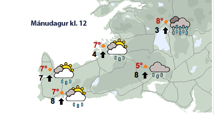 Hæg suðvestan á morgun