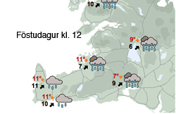 Rigning næstu daga