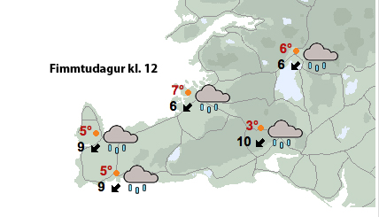 Norðaustan tíu til fimmtán