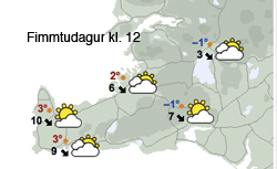 Norðlæg átt og þykknar upp