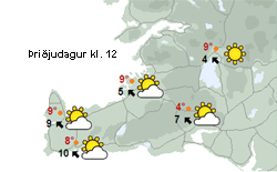 Rigning eða súld á morgun