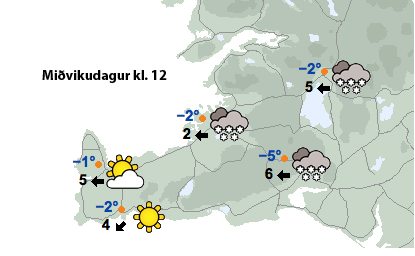 Áfram frost með snjókomu