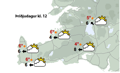 Austanátt með dálítilli rigningu