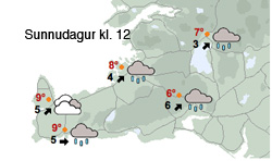 Hægur vindur og úrkomulítið