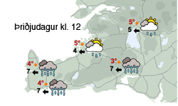 Kólnandi veður og rigning