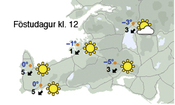 Bjartviðri í dag, rigning á morgun