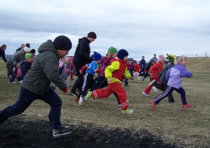 Líf og fjör í víðavangshlaupi í Garðinum